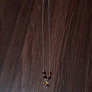 Elegant Silver and Brown Beaded Necklace